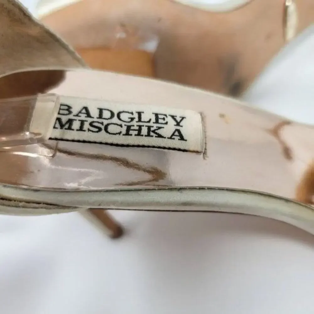 Badgley Mischka Rhinestone Embellished OPen Toe Ankle Strap Heels Size 8